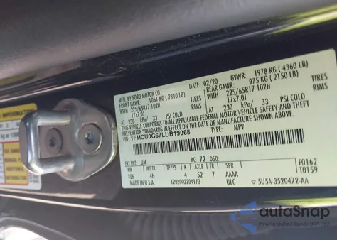 2020 Ford Escape Se from USA, damaged, VIN 1FMCU0G67LUB19068